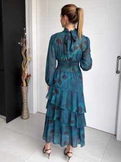 Vestido Largo Volantes Tonos Esmeralda - Imagen 8