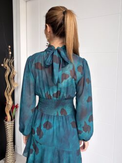 Vestido Largo Volantes Tonos Esmeralda - Imagen 9