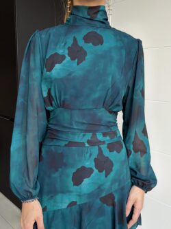 Vestido Largo Volantes Tonos Esmeralda - Imagen 10