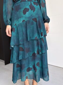 Vestido Largo Volantes Tonos Esmeralda - Imagen 12