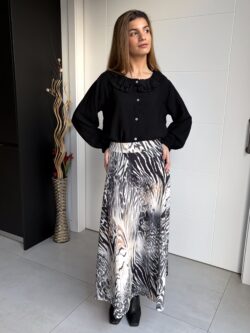 Falda Larga Estampado Gráfico Bicolor - Imagen 2