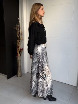 Falda Larga Estampado Gráfico Bicolor - Imagen 5