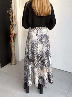 Falda Larga Estampado Gráfico Bicolor - Imagen 7