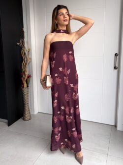 Vestido Largo Burdeos Floral