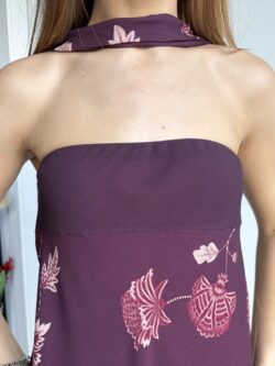 Vestido Largo Burdeos Floral - Imagen 9