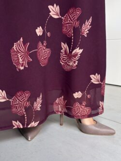 Vestido Largo Burdeos Floral - Imagen 10