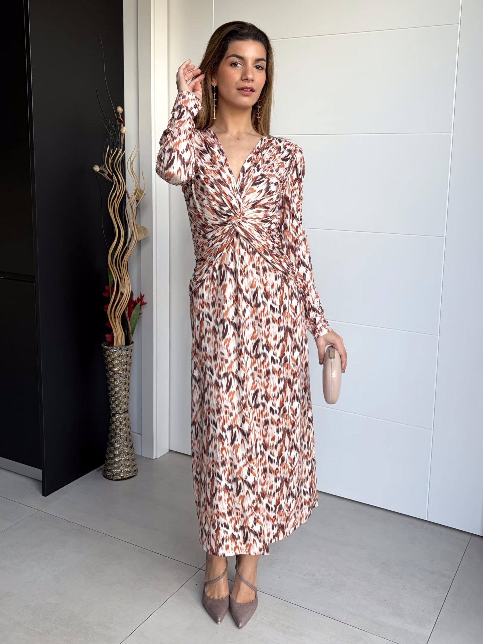 Vestido Largo Estampado en tonos Ámbar