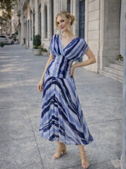 Vestido Largo Ondas Azul