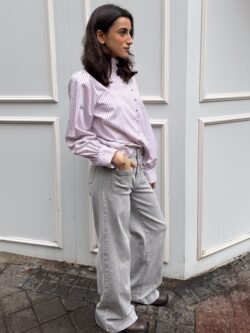 Blusa Rayas Rosa Empolvado - Imagen 2