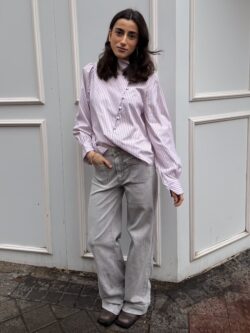 Pantalón Recto Gris Talle Alto