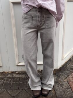 Pantalón Recto Gris Talle Alto - Imagen 3