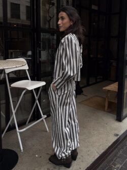 Pantalón Rayas Topo de Pierna Ancha