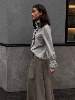 Falda Larga Beige Fluida de Corte A - Imagen 2