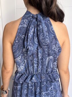 Vestido Largo Halter Paisley Azul - Imagen 7
