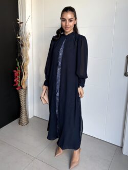 Kimono Largo Gasa Azul Marino - Imagen 3