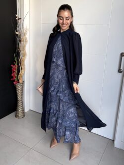 Kimono Largo Gasa Azul Marino - Imagen 4