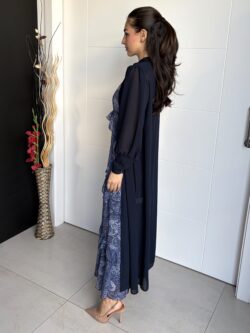 Kimono Largo Gasa Azul Marino - Imagen 5