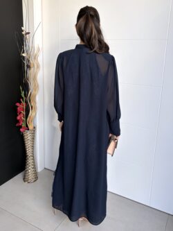 Kimono Largo Gasa Azul Marino - Imagen 6