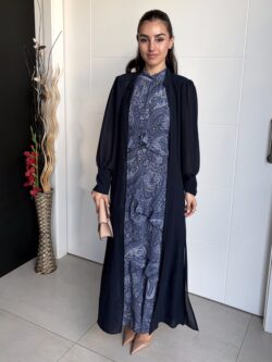 Kimono Largo Gasa Azul Marino - Imagen 7