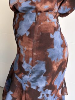 Falda Larga Volantes Estampada Marrón Chocolate - Imagen 9