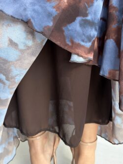 Falda Larga Volantes Estampada Marrón Chocolate - Imagen 10