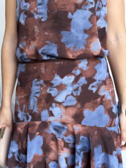 Falda Larga Volantes Estampada Marrón Chocolate - Imagen 7