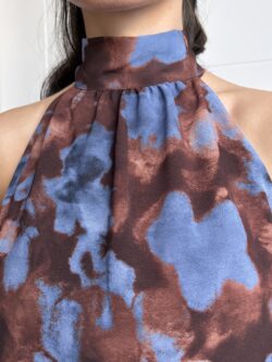 Blusa Halter Estampada Marrón Chocolate - Imagen 5