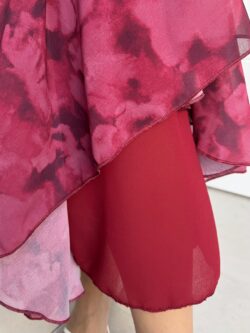 Falda Larga Volantes Estampada Frambuesa - Imagen 7