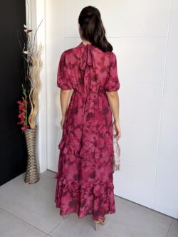 Vestido Midi Frambuesa Escote Gota - Imagen 6