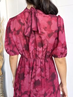 Vestido Midi Frambuesa Escote Gota - Imagen 7