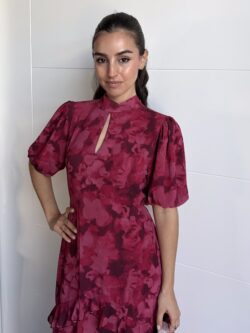 Vestido Midi Frambuesa Escote Gota - Imagen 2