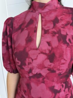 Vestido Midi Frambuesa Escote Gota - Imagen 8