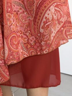 Vestido Largo Halter Paisley Coral Tostado - Imagen 12