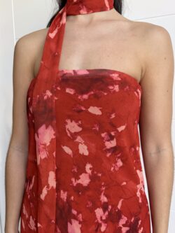 Vestido Largo Palabra de Honor Estampado Teja - Imagen 7