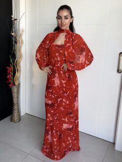 Sobrecapa Corta Gasa Estampada Teja - Imagen 3