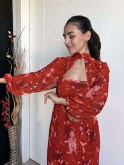 Sobrecapa Corta Gasa Estampada Teja