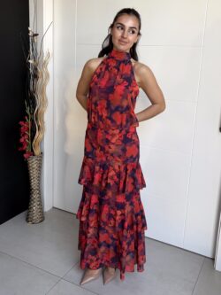 Blusa Halter Estampada Rojo Amapola - Imagen 2