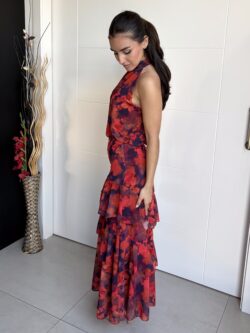 Blusa Halter Estampada Rojo Amapola - Imagen 3