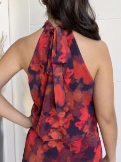 Blusa Halter Estampada Rojo Amapola - Imagen 6