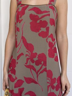 Vestido Largo Floral Frambuesa y Arena Tostada - Imagen 9