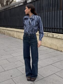 Vaquero Recto Azul Medio de Tiro Alto