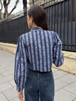 Blusa con Lazo y Rayas Azules - Imagen 5