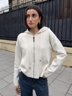 Chaqueta Casual con Capucha en Crudo