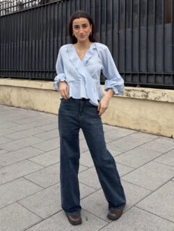 Vaquero Recto Azul Medio de Tiro Alto - Imagen 3