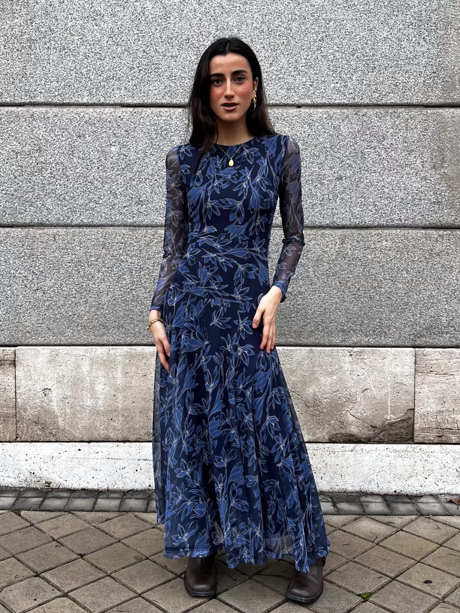 Vestido de Tul Largo Azul Noche