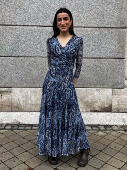 Vestido Largo Paisley Azul Noche - Imagen 5