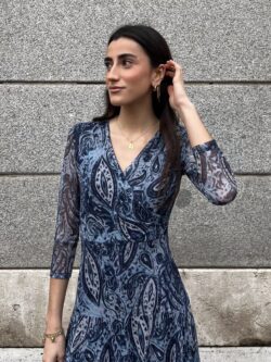 Vestido Largo Paisley Azul Noche - Imagen 2