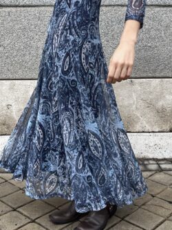 Vestido Largo Paisley Azul Noche - Imagen 4