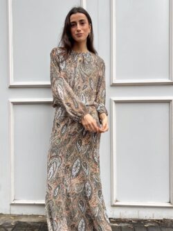 Falda Larga Paisley en Tonos Verdes