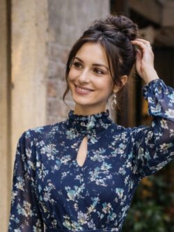 Vestido Largo Volantes Gota Tonos Marinos - Imagen 2